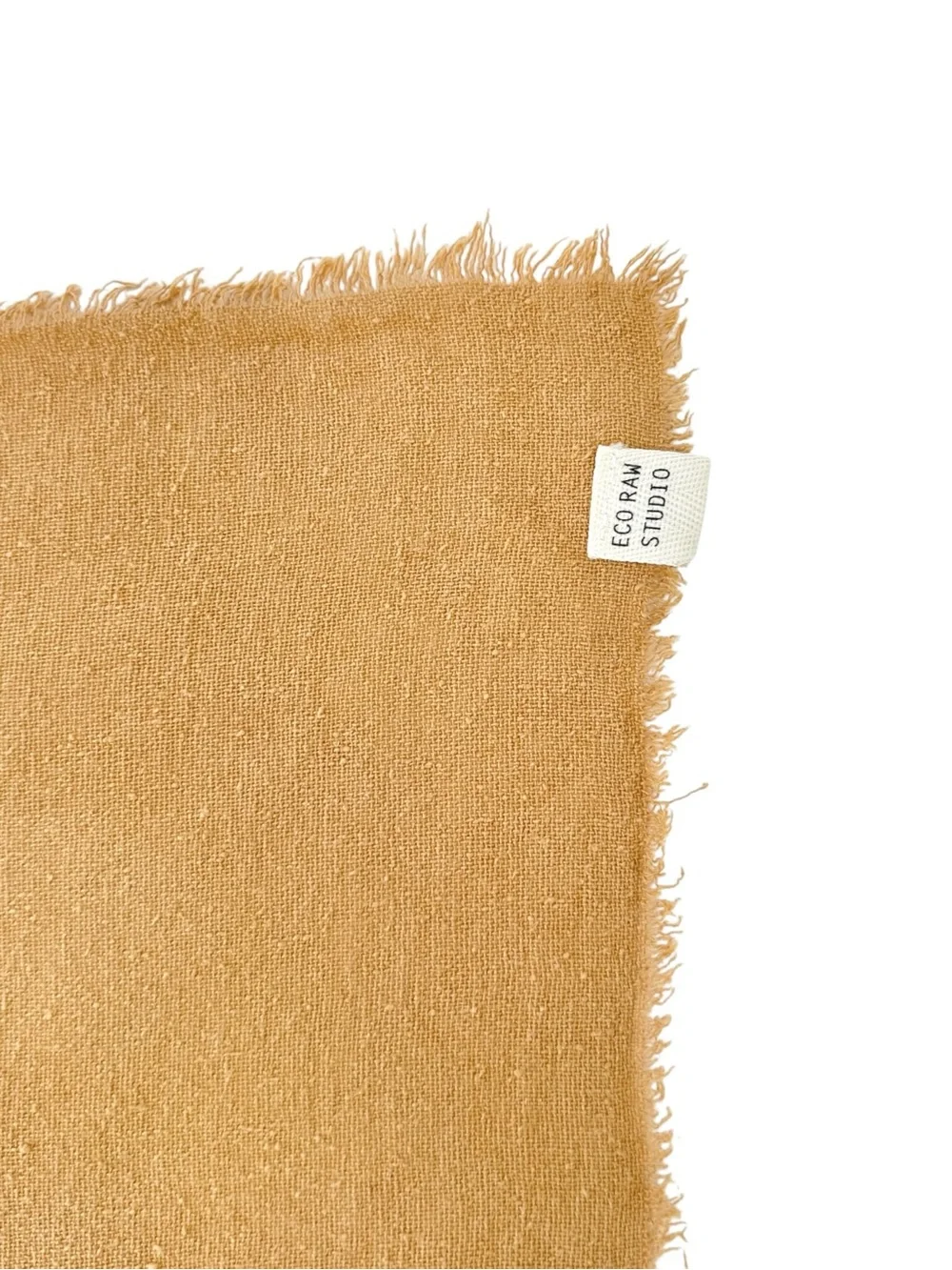 RAW SILK Eco Raw Studio Brown Wild Silk Noil Mini Scarf in Solid Desert Gold